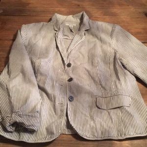 Charcoal gray and beige blazer